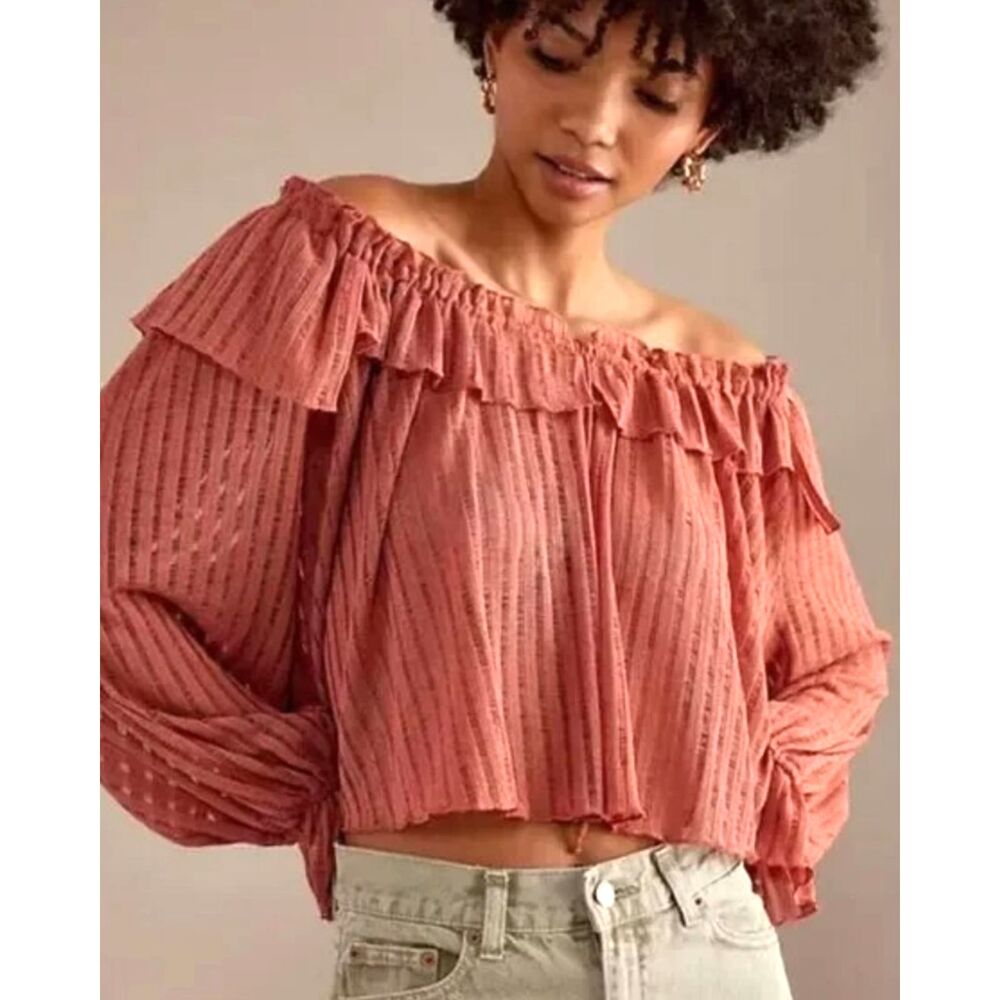 ANTHROPOLOGIE Boho Poet Peasant Ruffle Blouse Flirty Romantic Fairy Size XS